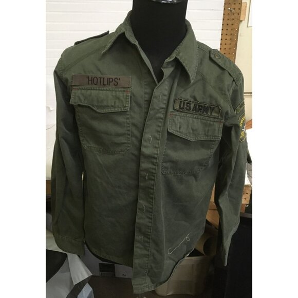 Mens Size Small Regular Hotlips Olive Green US Army Collared Long Sleeved Shirt - Picture 1 of 7